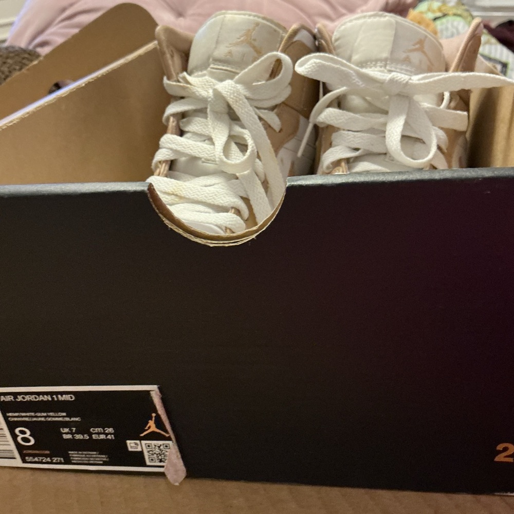 Nike Air Jordan Mid Sneakers - White and Brown - Picture 6 of 9